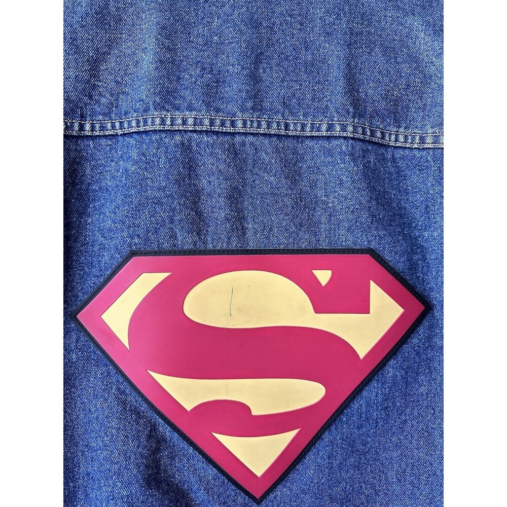 VTG Superman Jean Jacket Size XL  Warner Brothers WB Rare Denim Heavy Quality - Picture 7 of 7